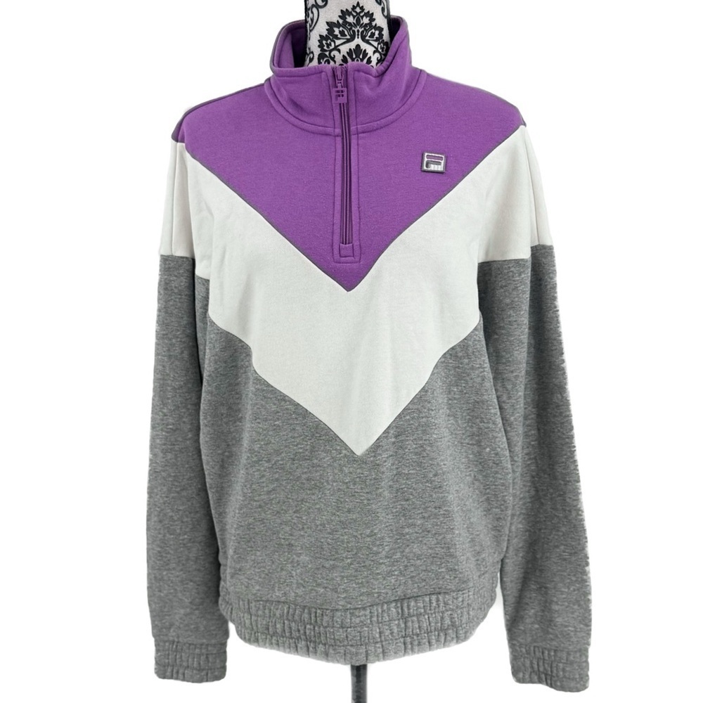 FILA Colorblock 1/4 Zip Pullover Sweatshirt Retro Sporty Fleece